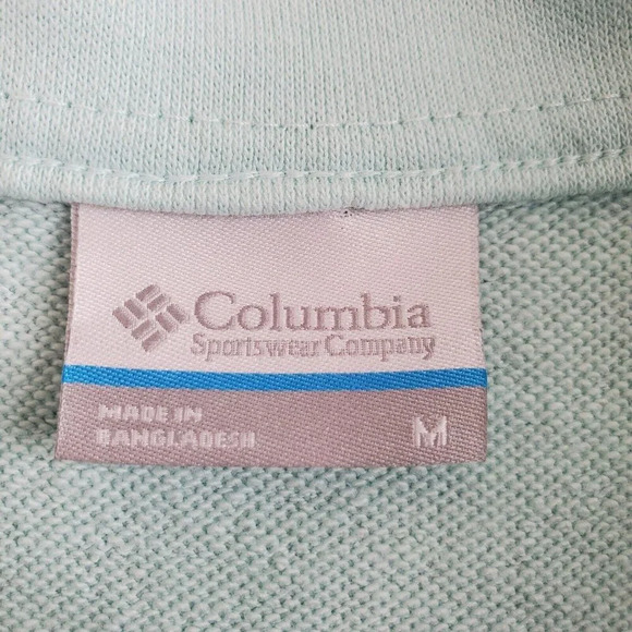 Columbia Trek Sweatshirt Women Medium Mint Blue Cropped 1/2 Zip French Terry - Picture 4 of 14